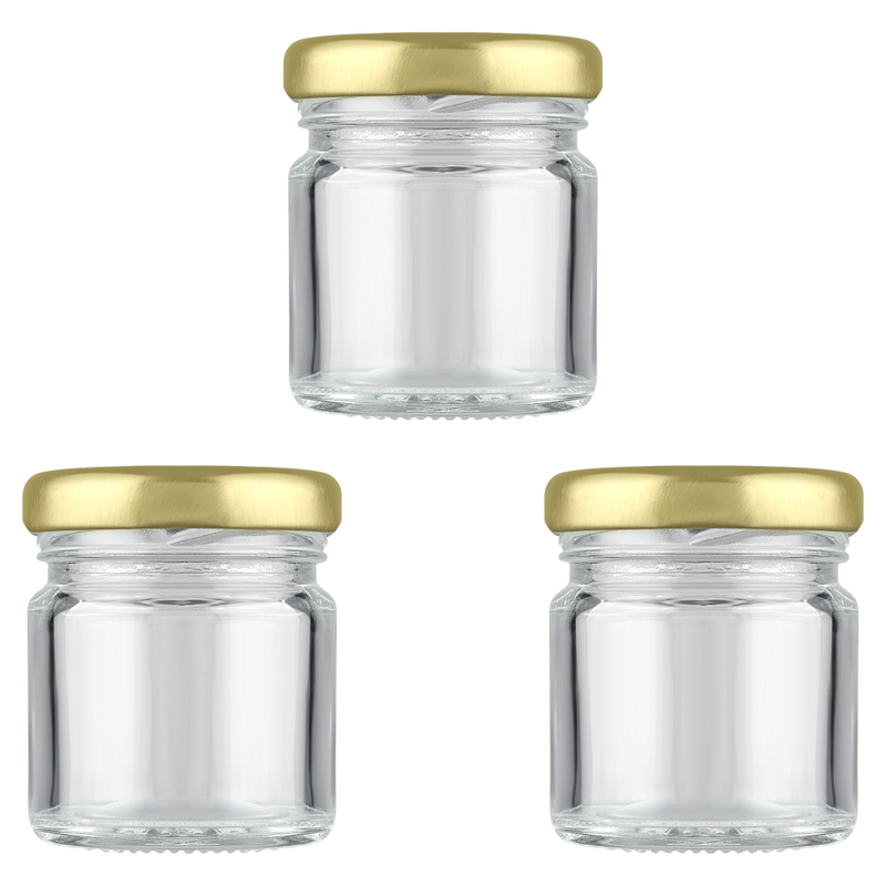 41ml Round Glass Jar for Kitchen Storage | Food=Grade Glass Container | Golden Metal Cap 